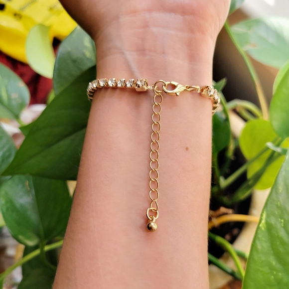 Classic Gold Dainty Rhinestone Bracelet - Picture 11 of 11
